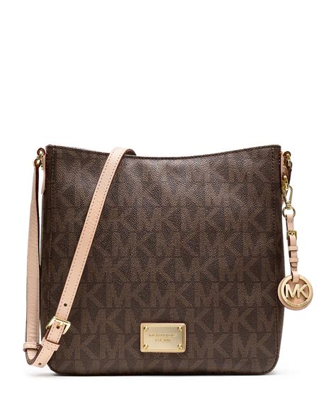 michael kors jet set travel large logo messenger brown|mike Kors jet set.